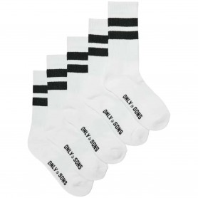 Calcetines Only & Sons Rody 3 Stripe Tennis Socks 5-Pack Noos **Rayas Negras**