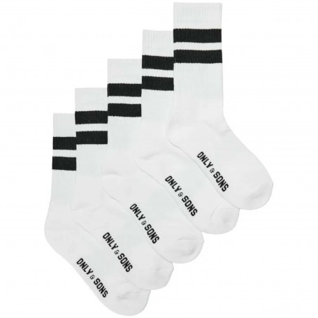 Calcetines Only & Sons Rody 3 Stripe Tennis Socks 5-Pack Noos **Rayas Negras**