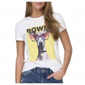 Camiseta Only Vibe Life Ss Glasses Top Box Jrs Perro