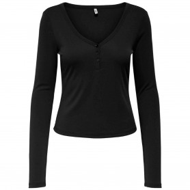 Camiseta Only Onlfree Life Ls Placket Rib Top Jrs