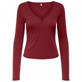 Camiseta Only Onlfree Life Ls Placket Rib Top Jrs
