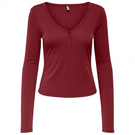 Camiseta Only Onlfree Life Ls Placket Rib Top Jrs