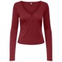 Camiseta Only Onlfree Life Ls Placket Rib Top Jrs